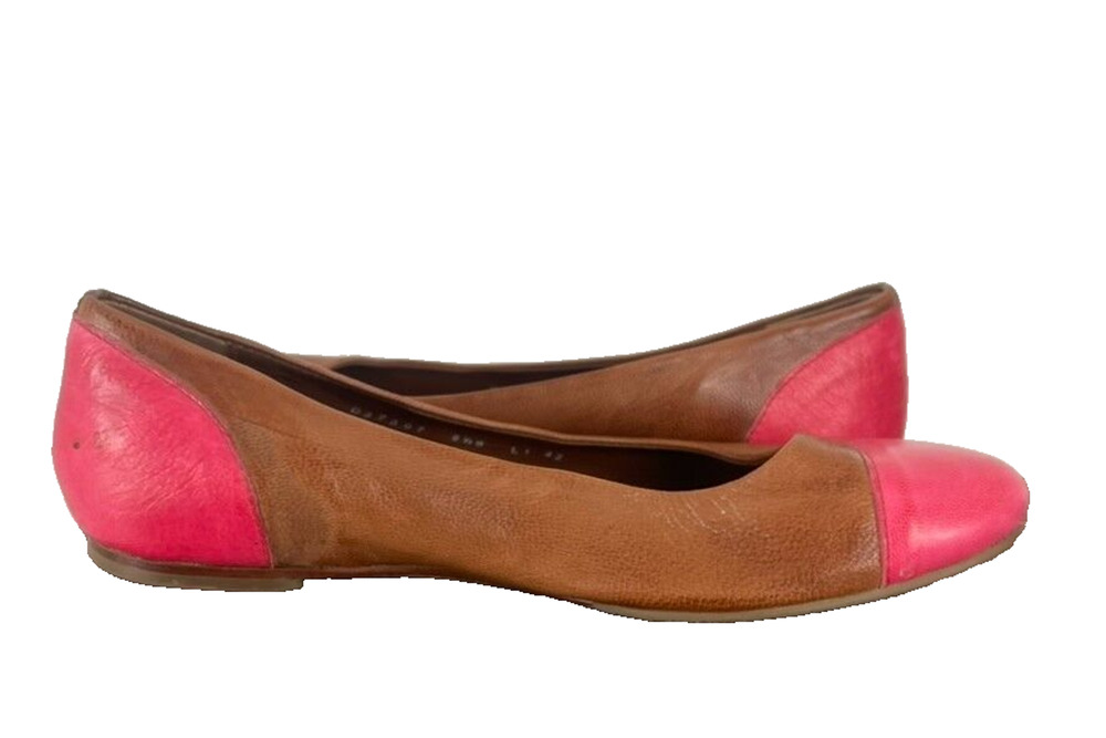 Cole Haan Flats Loafers Shoes Womens Size 9.5 Brown Leather Pink Cap Toe Slip On